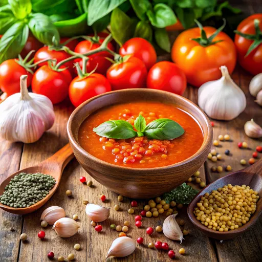 شوربة الطماطم والريحان بالعدس